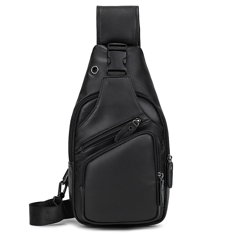 Black sling bag on a white background