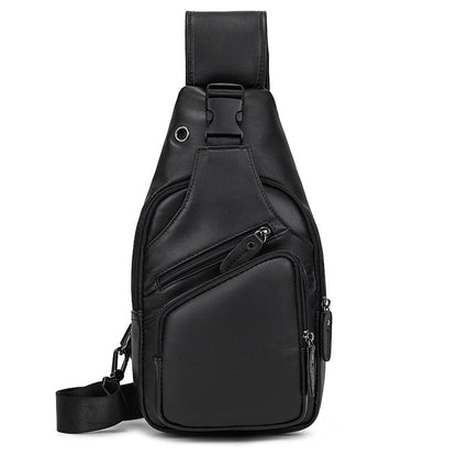 Black sling bag on a white background