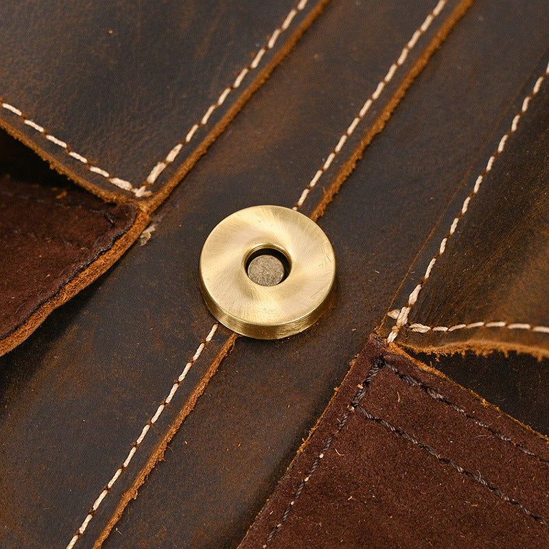 Drawstring Crazy Horse Leather Backpack – Vintage Laptop Bag