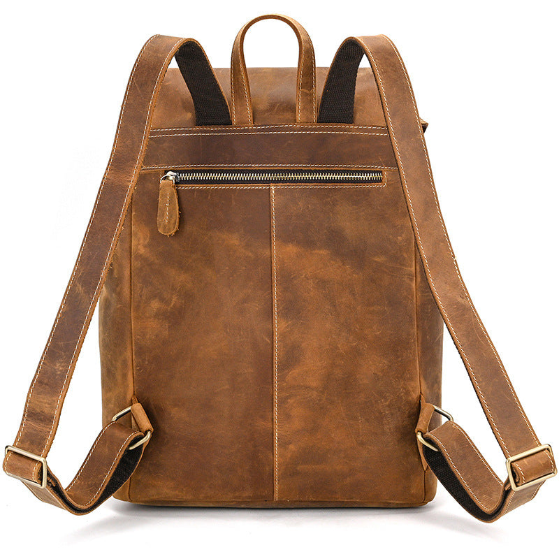 Drawstring Crazy Horse Leather Backpack – Vintage Laptop Bag