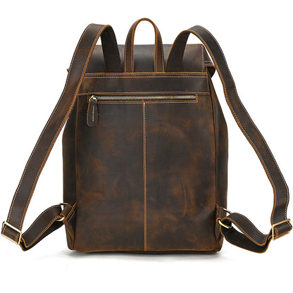 Drawstring Crazy Horse Leather Backpack – Vintage Laptop Bag