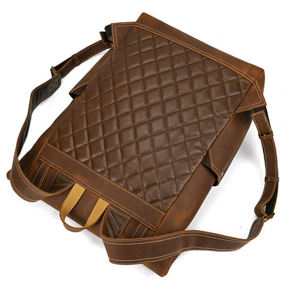 Large Crazy Horse Leather Backpack – Rolltop Travel Laptop Bag