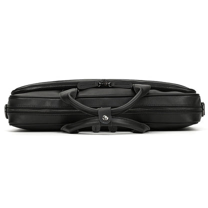 Black suitcase with handle on a white background