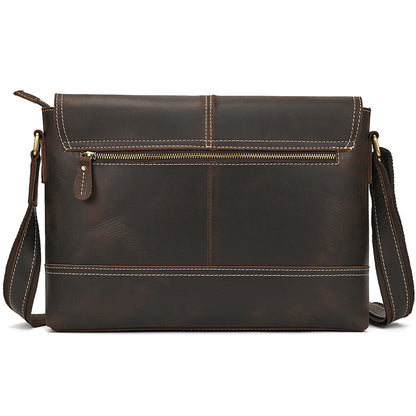 Crazy Horse Leather Slim Messenger Bag – Magnetic Flap Design