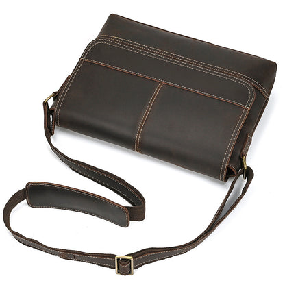 Crazy Horse Leather Slim Messenger Bag – Magnetic Flap Design