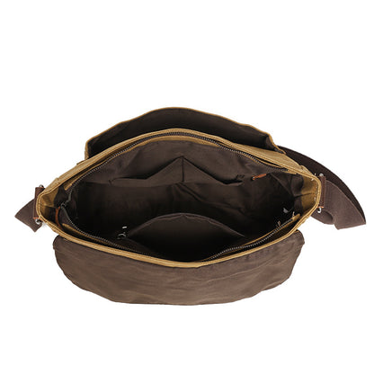Vintage Waxed Canvas Crossbody Messenger Bag