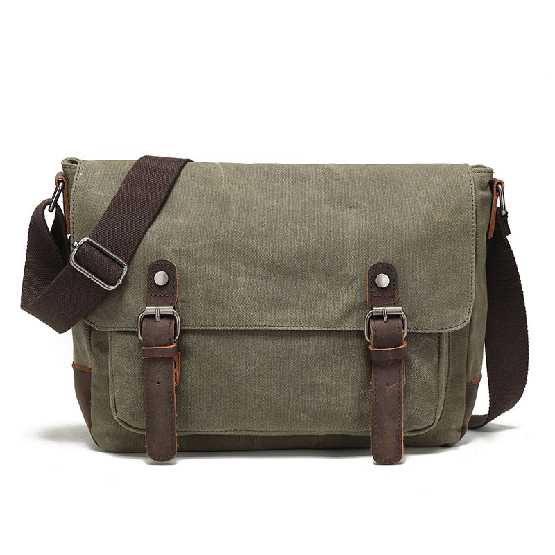 Vintage Waxed Canvas Crossbody Messenger Bag