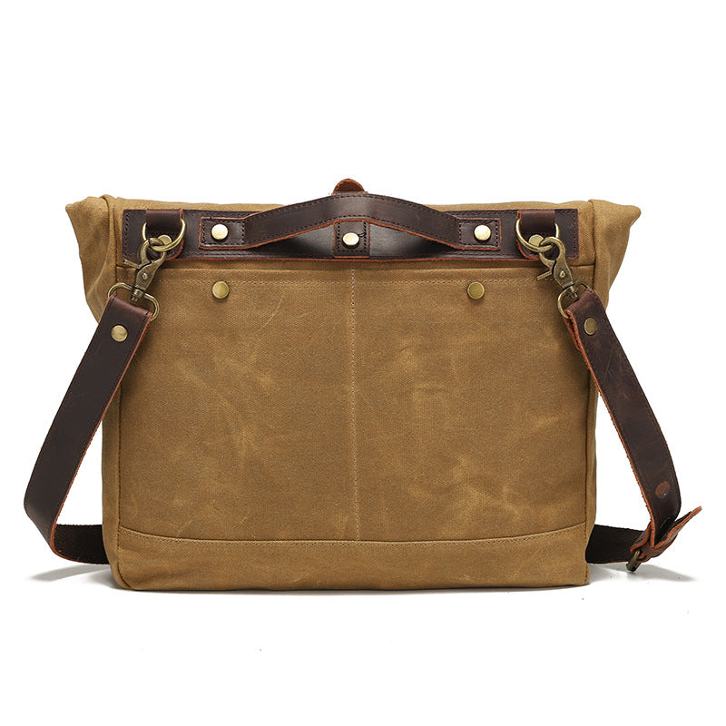 Vintage Waxed Canvas Flap Messenger Bag
