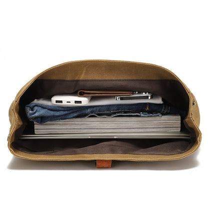 Vintage Waxed Canvas Flap Messenger Bag