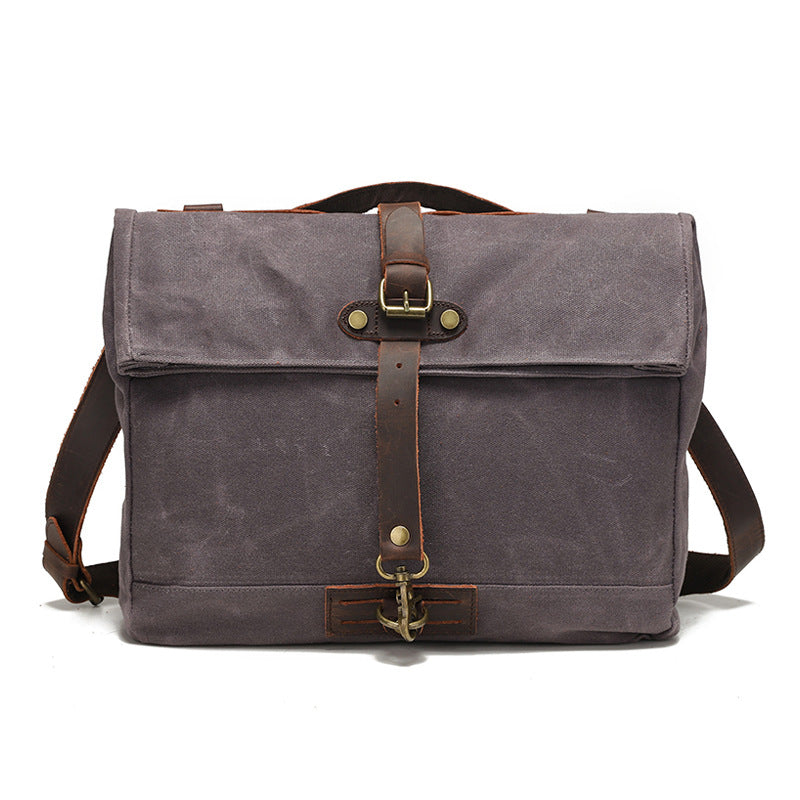 Vintage Waxed Canvas Flap Messenger Bag
