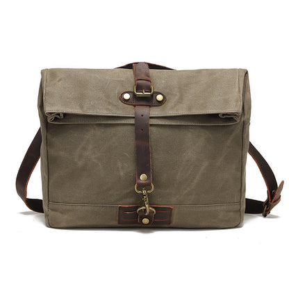 Vintage Waxed Canvas Flap Messenger Bag