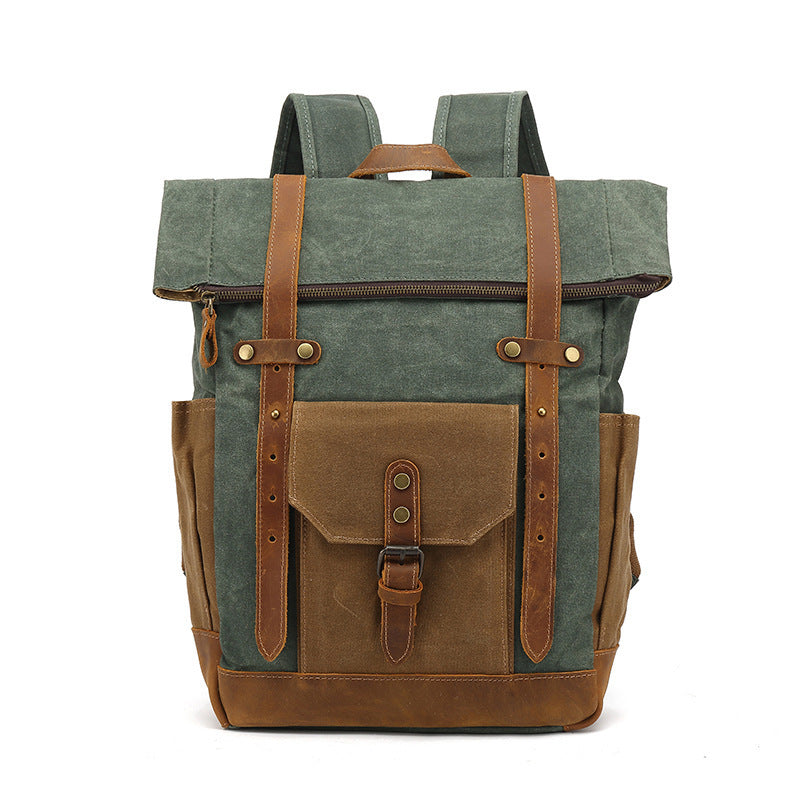 Vintage Waxed Canvas Foldover Backpack