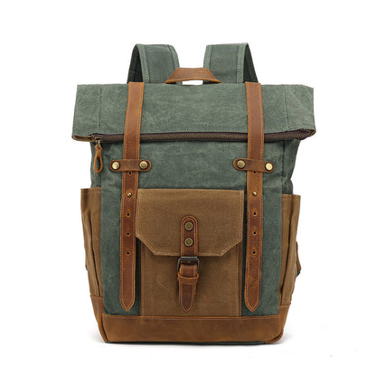 Vintage Waxed Canvas Foldover Backpack