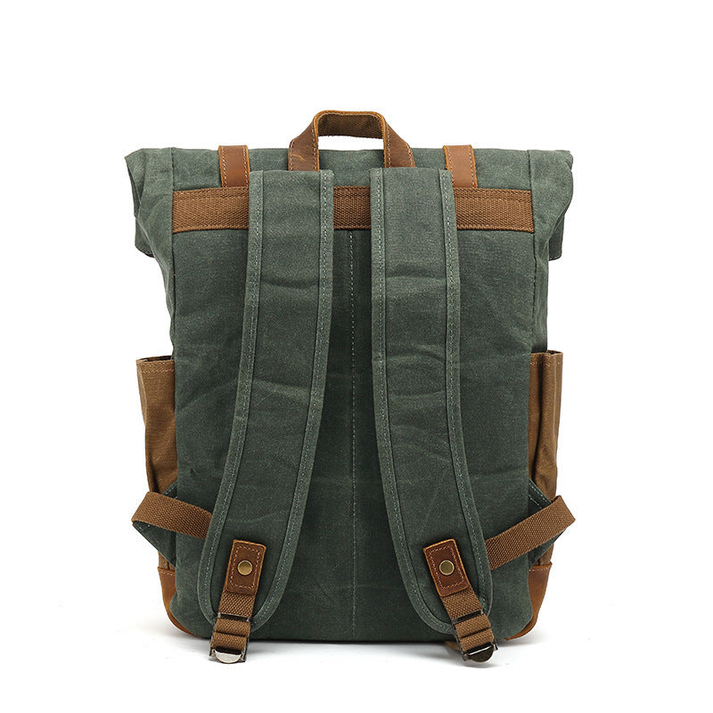 Vintage Waxed Canvas Foldover Backpack