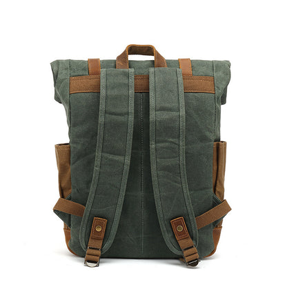 Vintage Waxed Canvas Foldover Backpack