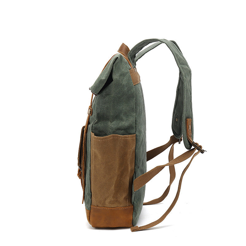 Vintage Waxed Canvas Foldover Backpack