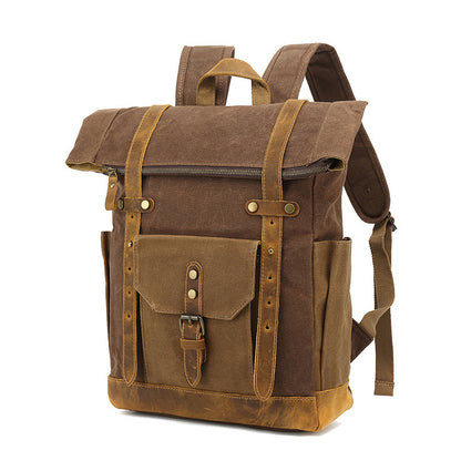 Vintage Waxed Canvas Foldover Backpack