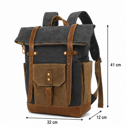 Vintage Waxed Canvas Foldover Backpack