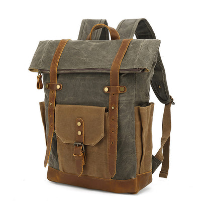 Vintage Waxed Canvas Foldover Backpack