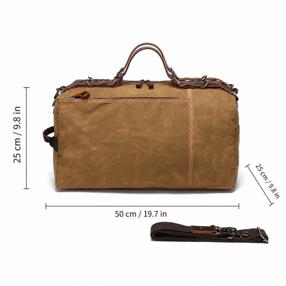 Vintage Waxed Canvas Weekender Duffel Bag