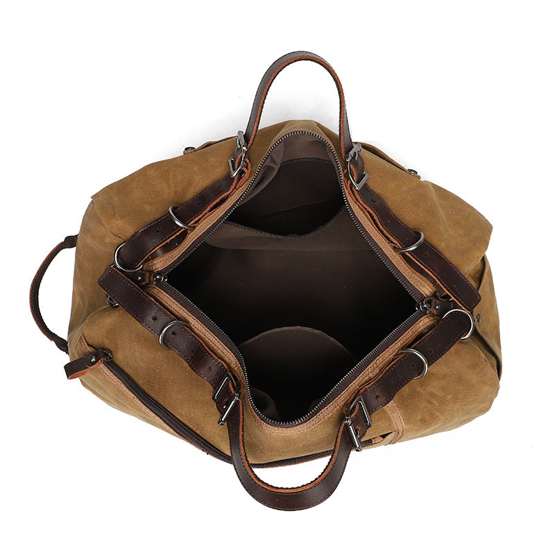 Vintage Waxed Canvas Weekender Duffel Bag