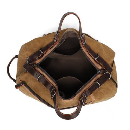 Vintage Waxed Canvas Weekender Duffel Bag