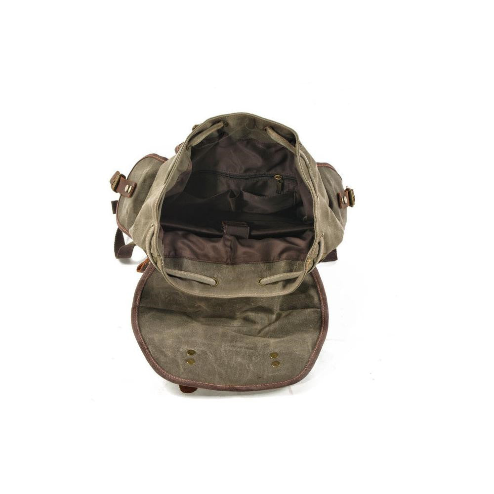 waxed canvas backpack interior storage compartments