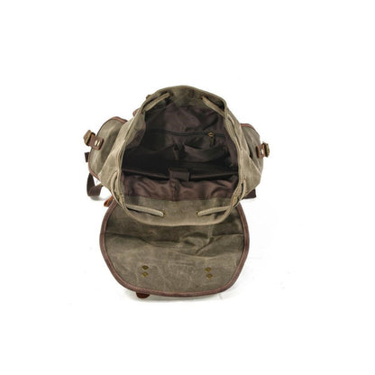 waxed canvas backpack interior storage compartments