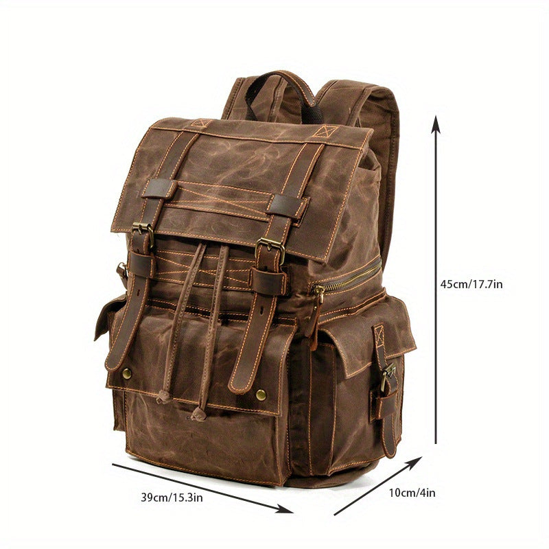 Waxed Canvas Backpack – Multi Pocket Travel Design