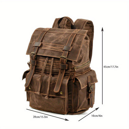 Waxed Canvas Backpack – Multi Pocket Travel Design