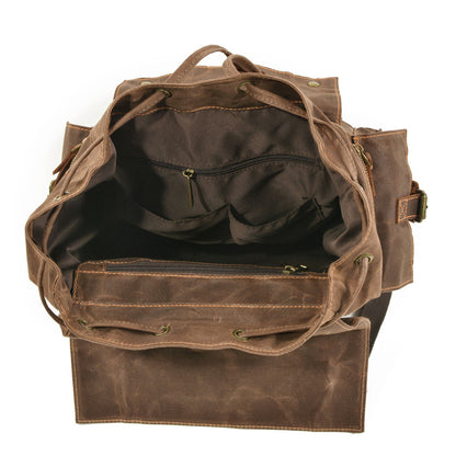 Waxed Canvas Backpack – Multi Pocket Travel Design