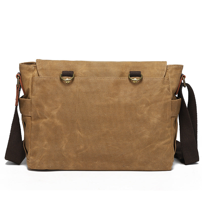 Vintage Waxed Canvas Double Buckle Messenger Bag