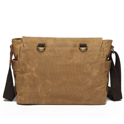 Vintage Waxed Canvas Double Buckle Messenger Bag