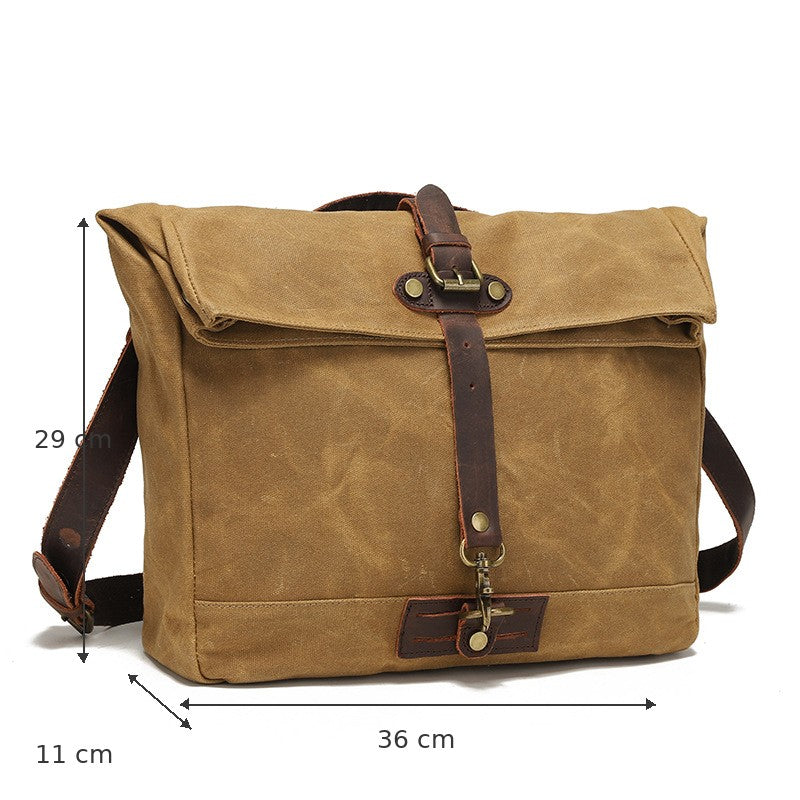 Vintage Waxed Canvas Flap Messenger Bag